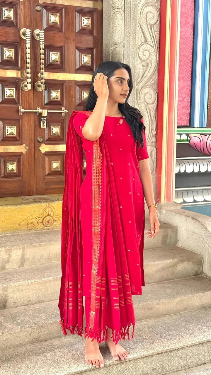 PURE COTTON SUIT SET WITH LINING